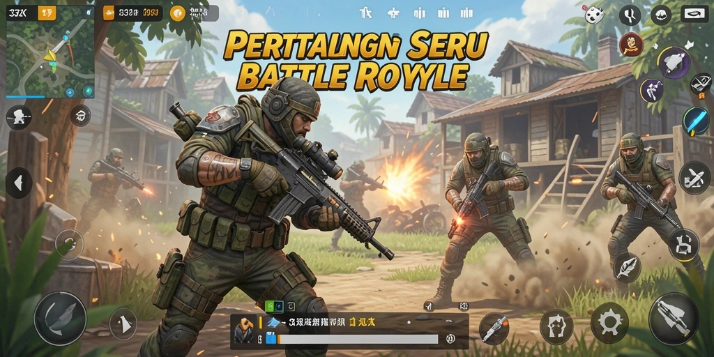 Tangkapan layar menunjukkan aksi seru dalam game Battle Royale 33ZK.