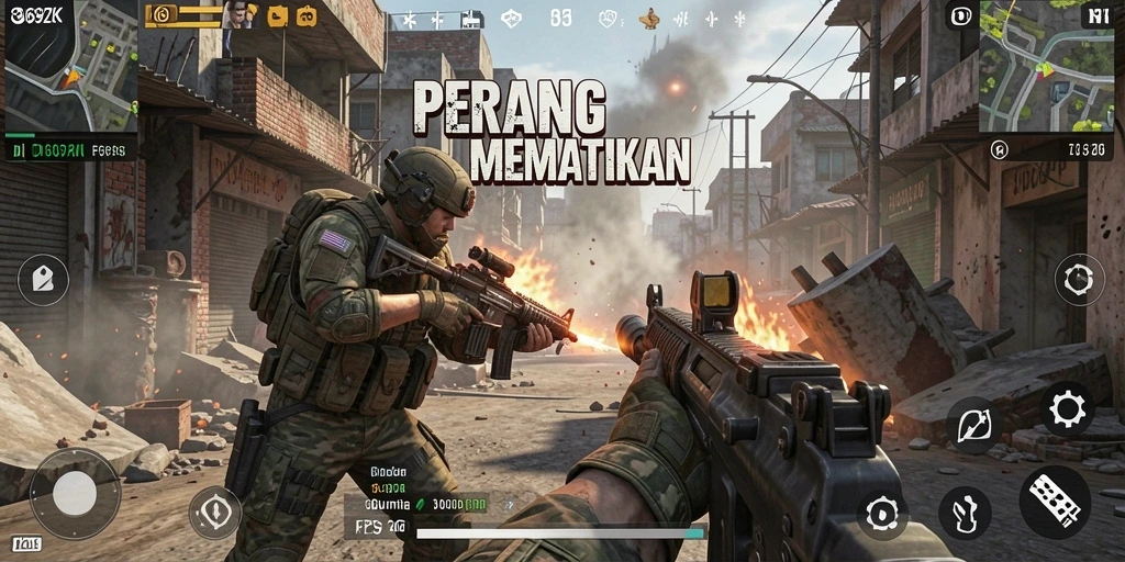 Screenshot gameplay FPS yang mengesankan dengan aksi menegangkan.