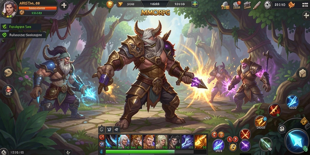 Screenshot gameplay ARISTA88 yang menampilkan pertempuran epik di dunia MMORPG.