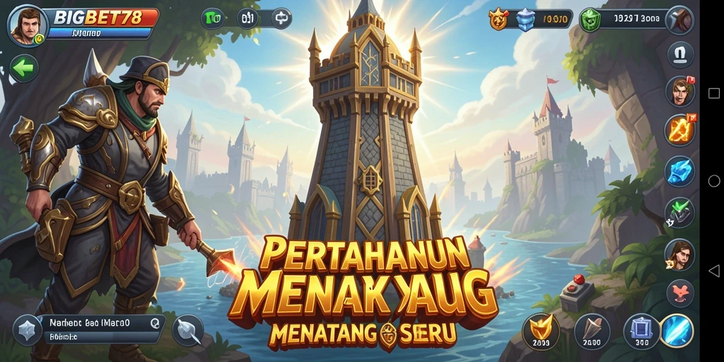 Screenshot BIGBET78 menampilkan aksi menara dan strategi pertahanan.