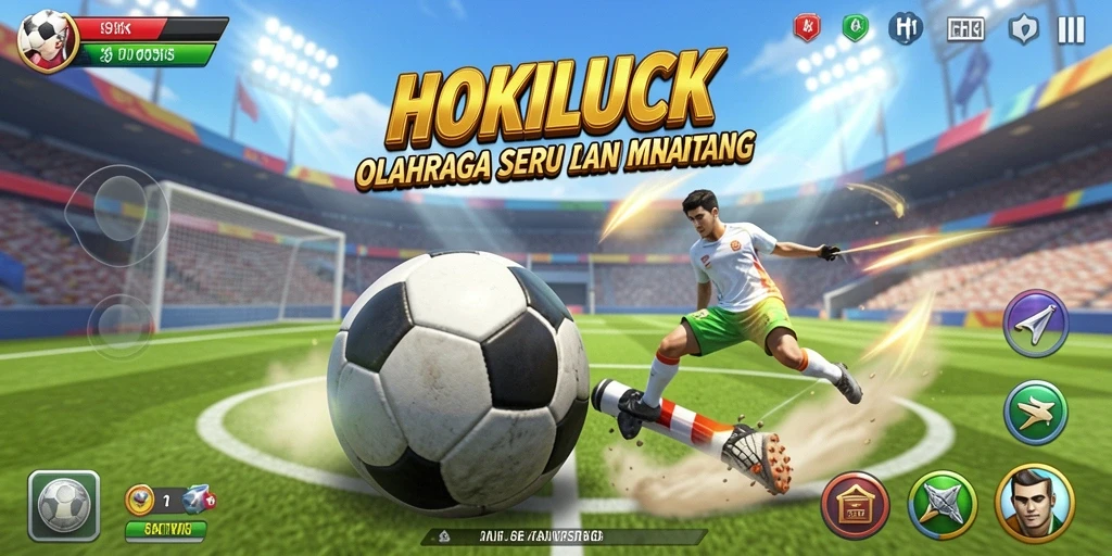 Tangkapan layar gameplay HOKILUCK dengan aksi seru olahraga.