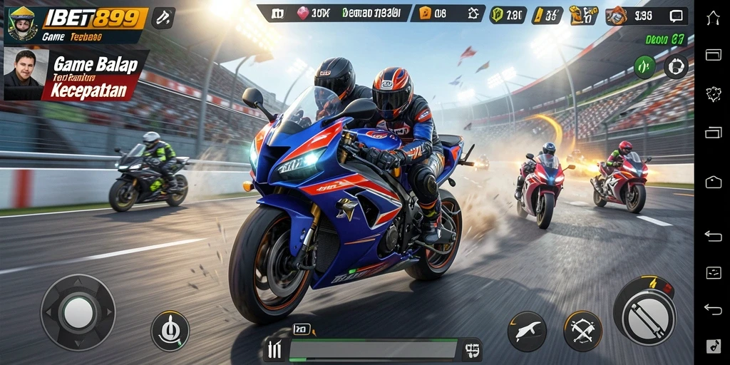 Tampilan gameplay seru dalam balapan motor yang menegangkan.