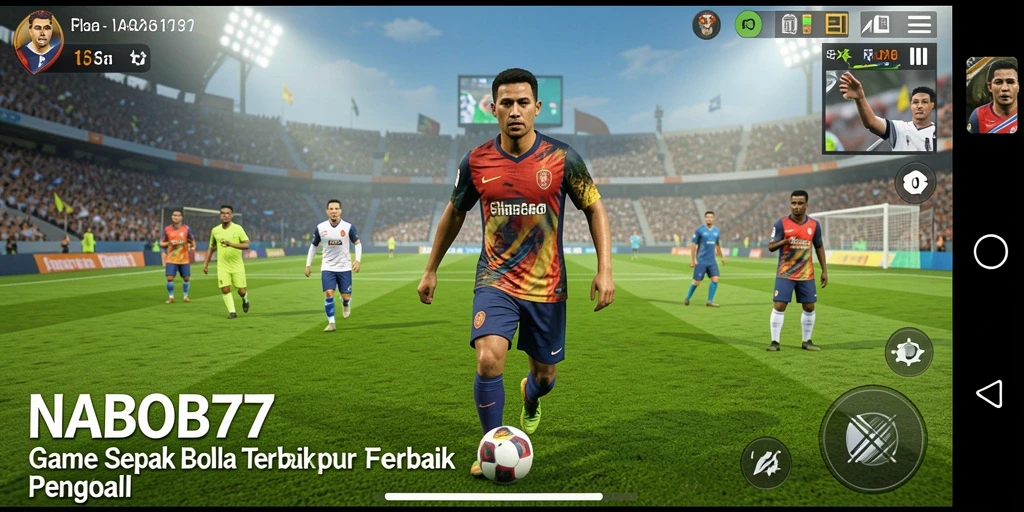 Screenshot utama NABOB77 menampilkan aksi seru gameplay sepak bola.