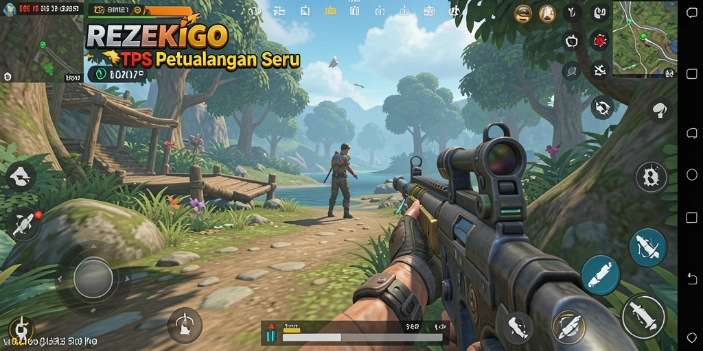 Tangkapan layar game REZEKIGO dengan aksi seru di TPS.