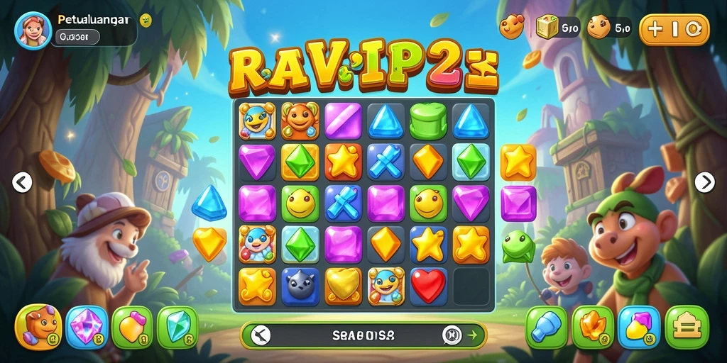 Tampilan gameplay Match-3 yang menarik dari RVIP2.
