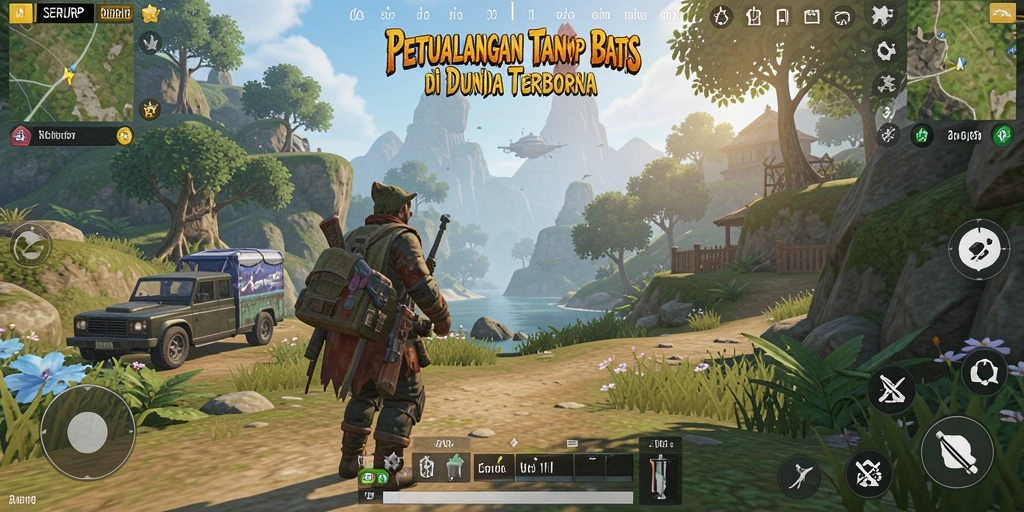 Tampilan gameplay SERURP di dunia terbuka yang luas.