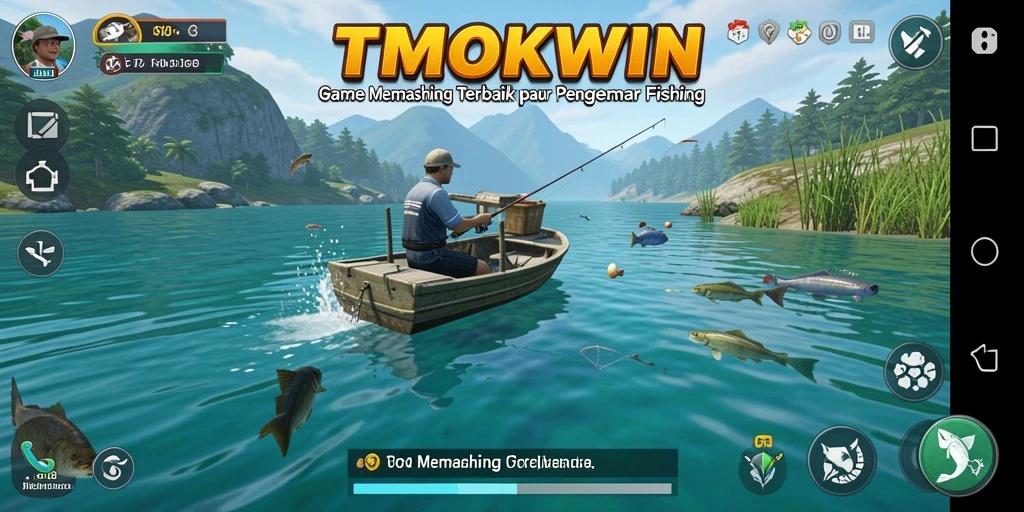 Tampilan gameplay TMOKWIN dengan aksi memancing yang seru.