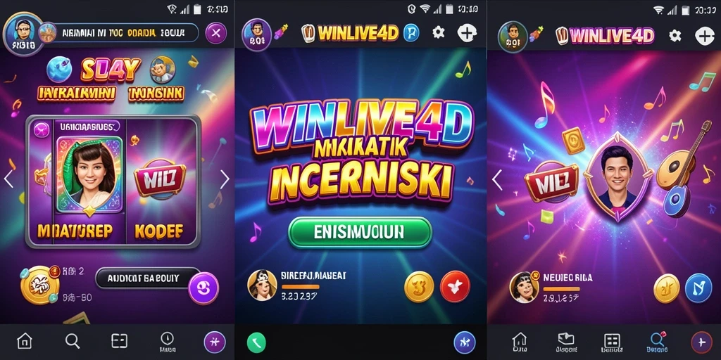 Screenshot WINLIVE4D menampilkan layar interaktif saat bermain musik.